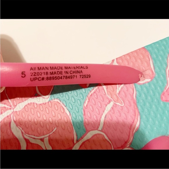 Vineyard Vines flip flops big floral tropical print pink green size 5 - Picture 4 of 6